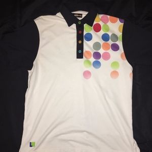 LoudMouth polka dot collard t shirt VTG